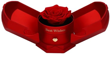 Yechiry Boîte à Bague de Rose Éternelle Multifonctionnelle, pour Bijoux (L Rouge)