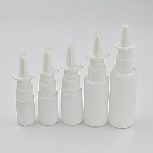 20 botellas vacías con atomizador nasal, color blanco, de 10 ml, 15 ml, 20 ml, 30 ml, 50 ml, 50 ml