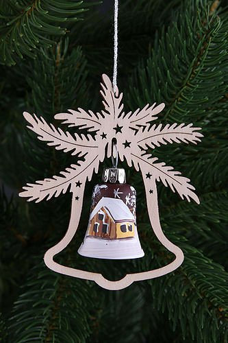 Tietze Christbaumschmuck Handbemalte Glasglocke Eisprinzessin, 3er Set - 9x8 cm