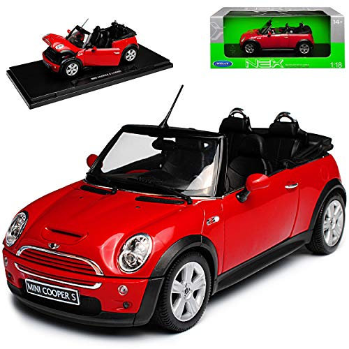 Welly Mini Cooper S Cabrio Rot R52 2004-2008 1/18 Modell Auto mit individiuellem Wunschkennzeichen