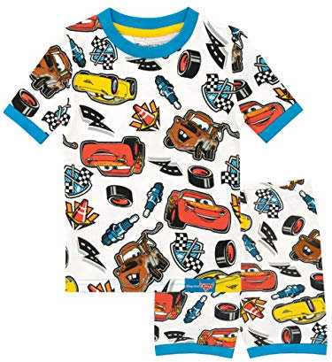Disney Cars Pyjama | Schlafanzüge Für Jungen | Lightning McQueen Pyjama | Schlafanzug Jungen | Weiß 116