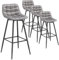 WOLTU 4 X Tabouret de Bar Bistro Chaise de Bar Assise rembourrée en Velours avec Pieds et Repose-Pieds en métal,Gris Clair BH143hgr-4