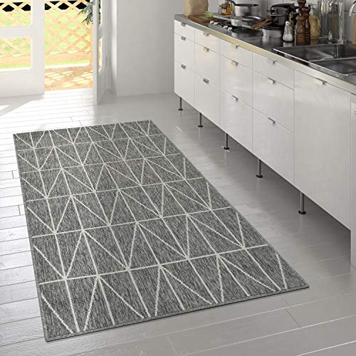 Paco Home Outdoor Teppich wetterfest Skandinavisch für Terrasse, Balkon & Garten pflegeleicht & robust Modernes Design Grau, Grösse:160x230 cm