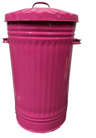 KetoPlastics 45L Litre HOT PINK Galvanised Retro Slim Metal Bin - Kitchen Rubbish Waste Dustbin Storage