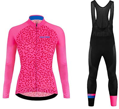 Uglyfrog 2019 Funktions Winter Lies Thermo Fahrrad Trikot Langarm Damen Warmes with Fleece Element Jersey/Radtrikot Set