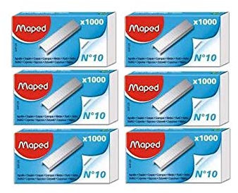 MAPED Lot de 6 Boites de 1000 agrafes No10, zingués
