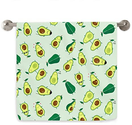 VunKo Niedliches Avocado-Frucht-Geschirrtuch, weich, sehr saugfähig, Handtuch, Heimdekoration, Mehrzweck, für Badezimmer, Hotel, Fitnessstudio und Spa, 40 x 60 cm, Grün