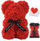 FVXR Rosenbär, Rose Teddybär, 25.4 cm, Dutzend Blumen, künstliche Pflanzen, Dekoration, Geschenk für Valentinstag, Muttertag, Weihnachten, Party, Dekorationen mit transparenter Geschenkbox (06-Red)