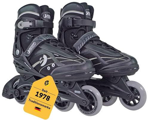 Best Sporting Inline Skates Erwachsene & Jugendliche I Rollschuhe Größe 41-42 I Breitenverstellung bis 6 mm I robuste Inliner mit Bremse I schwarz I Rollerskates Schuhe I Inliner mit 4 Rollen