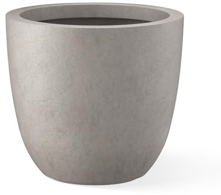 Kante RC0050B-C80021-2 - Vaso da giardino leggero e moderno, elegante fatto a mano, per interni ed esterni, 35,6 cm, in calcestruzzo stagionato