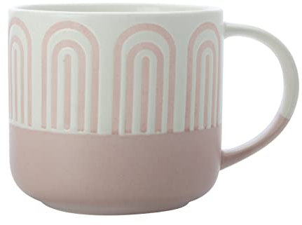 Maxwell & Williams KL0222 Tee-Tasse 400 ml – Arches – Porzellan rosa, Kaffee-Becher mit Relief in Geschenkbox