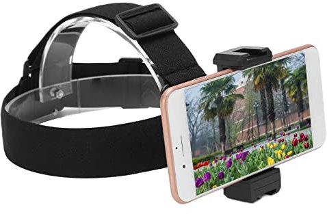 Akozon Support Telephone Tete, Kamerakopfgurthalterung Handy-Selfie-Kopfhalterung Handy-Kopfhalterungsriemen Verstellbarer Halter-Zubehör-Set für Action-Kamera-Handy Schwarz