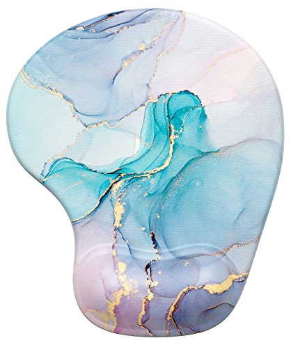 Hsurbtra Tapis de Souris, Ergonomique Tapis de Souris Gamer avec Repose Poignet en Gel, Portable, Parfait pour Ordinateur, Bureau, Travail, Marbre