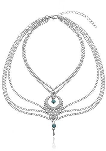 Lucky angel Frauen-Oberarm-Armband, 1 Stück, Blaue Perle, Dekor, Fußkettchen, Muti-Layer-Kette, Boho, Gypsy, Festival, Quaste, Armreifen, Armband, Fußkette