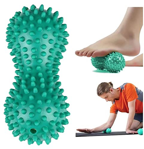 Jungerhouse Massageball in Erdnussform PVC Handmassage Fußmassage Igelball mit Noppen Igelkugel Rückenmassage Selbstmassage Rollmassage Muskelmassage (Einheitsgröße,Grün)