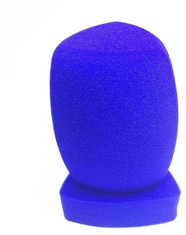 Microphone en mousse pour pare-brise - Grand filtre anti-pop pour station de télévision, rapporteurs et entretiens(Bleu)