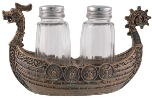 Nordischer Salz- u. Pfefferstreuer Drakar - Wikinger Schiff mit Glasstreuern