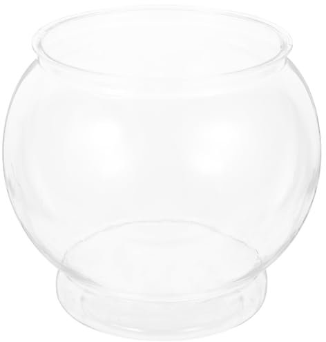POPETPOP Kunststoff-Fischschalen, rund, Aquarium, transparent, Fischbehälter, Fischglas, goldene Aquarium-Vase, Topf für Hochzeit, Party, Veranstaltung, Weihnachten, Urlaub, Heimdekoration, 18 cm