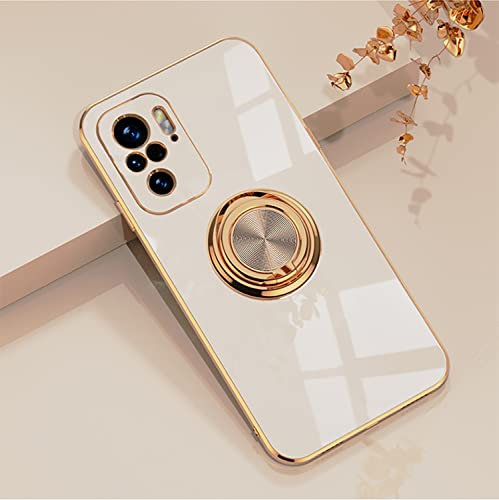 XINYEXIN Xiaomi Redmi Note 10 4G / Redmi Note 10S 4G Hülle mit Ringständer 360 Grad Drehbarer Ständer Handyhülle Mode Silikon Stoßfeste Schutzhülle für Redmi Note 10 4G / Note 11S 4G - Rosa