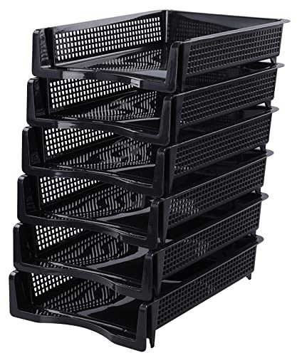 Ramddy 6 Tier Desk Stackable Tray, A4 Paper Size Organiser Tray, Black | For Letter File Document