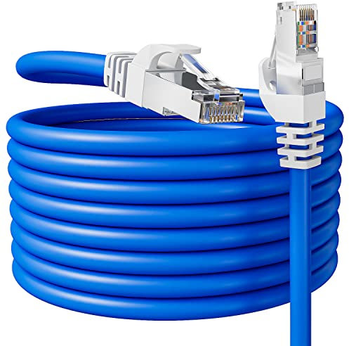 Cable Ethernet 20 Metros Cat6 Blindado Cable de Red 20m, 1000Mbps 550MHz Alta Velocidad RJ45 Cable Internet, FTP Anti-interferencia Gigabit Cable LAN Exterior Impermeables para Rúter Módem Switch