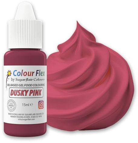 Colour Flex Oil Based Food Colouring Dusky Pink - Concentrated Food Colouring for Colouring High Fat Foods; Buttercream, Chocolate, Sugar Paste, Fondant, Icing, Batter & More - 15ml