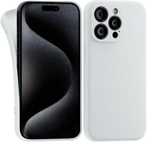 MyGadget Funda para iPhone 15 Pro MAX en Silicona TPU - Carcasa Slim & Flexible - Case Resistente Antigolpes y Anti choques - Ultra Protectora Blanco