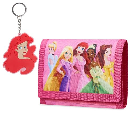 Disney Portefeuilles Enfant, Coffret Cadeau Porte Monnaie et Porte Clé, Idée Cadeau Stitch, Reine des Neiges, Princesse (Rose Princesses)