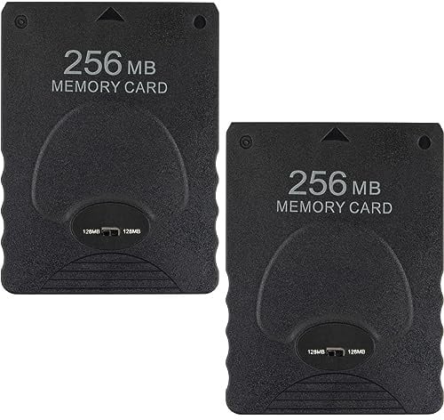 whiteeeen 2pcs 256MB Memory Card for PS2 Playstation 2, High Speed Game Memory Card
