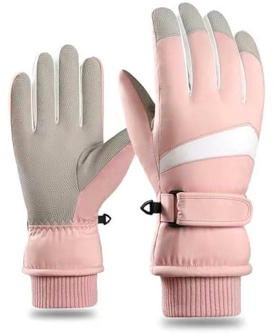 A-QMZL Guanti da Sci Donna Invernali Guanti Termici Impermeabili da Donna Guanti Antiscivolo Antivento Touchscreen Caldi Ispessiti per Sci Corsa Ciclismo Escursionismo Sport Sulla Neve (rosa1)