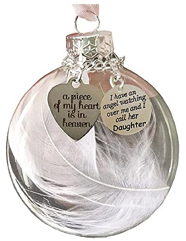 1 Stück Weihnachtskugeln, Transparenter Christbaumkugel mit Feder Weihnachtsschmuck Weihnachtsdekoration, Runder Weihnachtskugeln Weihnachtsschmuck hängender Anhänger Gedenken an (Daughter, One Size)