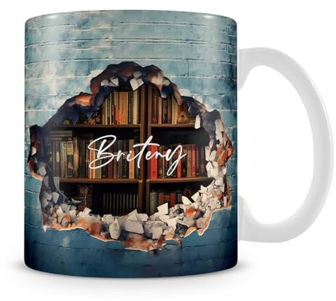 Getagift Personalised 3D Bookshelf Mug, Creative Space Design 3D Library Shelf Cup, Coffee, Tea Mug.