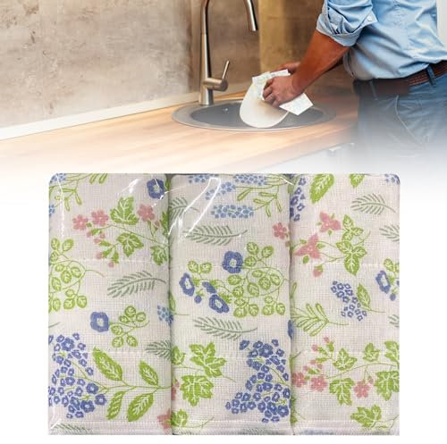 Torchons De Cuisine en Microfibre Set de 3 Chiffons Bambou Microfibres Absorbant Lavable 95° pour Sécher la Vaisselle et Les Mains（30 x 39CM）