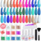 Aikker Nail Dip Powder Nail Kit 20 Party Colours Glitter Blue Green Mermaid Style Neon Purple Dipping Powder System Top & Base Essential Liquid Set & Recycle Tray Starter Kit Nail Art Manicure AK39