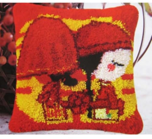 DIY-Kissen, Teppich, Matte, Knüpfteppich, Kits, Bezug, Handarbeit, Stickerei, Kissenbezug, Häkeln, Handgefertigt, Braut Und Bräutigam (43 X 43 cm)