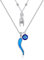 ROMANTICWORK Italienische Horn Hand Halskette Sterling Silber 925 Cornicello und Mano Cornuto Anhänger Doppel Multilayer Kette mit Bösem Blick Glücksbringer Schutz Schmuck Geschenke für Damen
