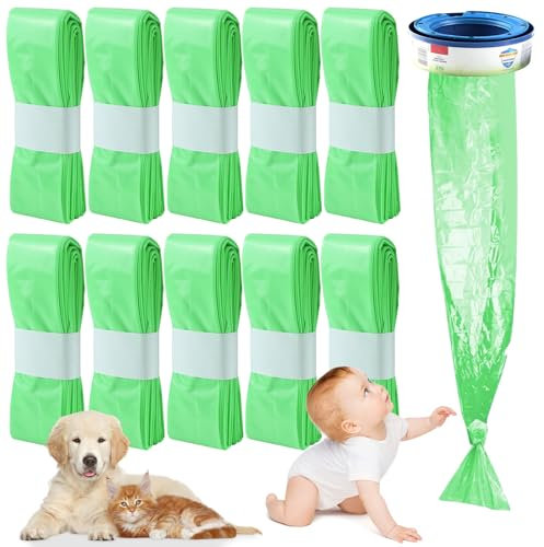 Windeleimer-Nachfüllbeutel,10er-Pack Baby-Windeleimer-Nachfüllbeutel,Duftende Katzenstreu-Nachfüllbeutel,Duftende Nachfüllbeutel Kompatibel mit Dekor Plus/Korbell Slim Nachfüllbeuteln (Grün)