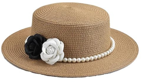 Sombreros De Paja para Mujer Elegantes Vacaciones Sombrero Canotier para Mujer Verano Plano ior Playa Sombreros para El Sol