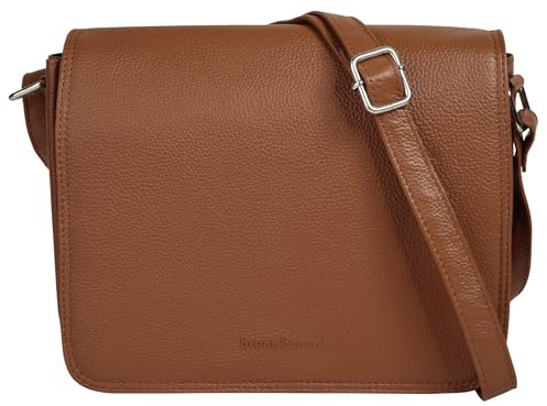 bruno banani Umhängetasche Echt Leder Damen Kuriertasche, stilvolle Umhängetasche, verstellbarer Schultergurt, leichtes Material braun 022131