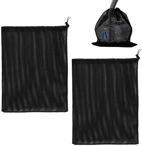 Zueyen 2er-Pack Pumpenfilter-Netzbeutel, Teichpumpen-Absperrbeutel mit Kordelzug, Teich-Fischteich-Filter-Netzbeutel, Haushaltswasserpumpe, Teichfilter-Zubehör (31 x 41 cm, schwarz)