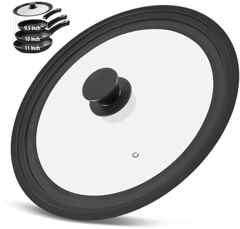 Universal Lid for Pots Pans and Skillets fit 9.5, 10, 11 Inch Diameter Cookware