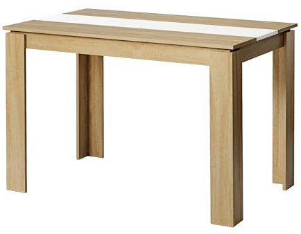 FURNITABLE Esstisch, Esszimmertisch Holztisch für Küche, Minimalistisches Design, Esstisch für 4, 110x70x75cm, Eiche und Weiß