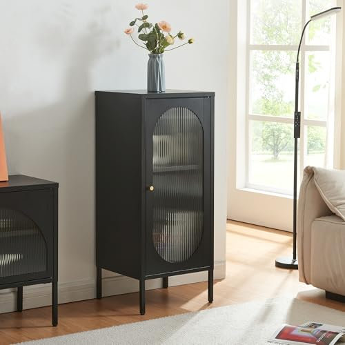 [en.casa] Beistellschrank Karlskrona Komodenschrank Mehrzweckschrank Büroschrank Aktenschrank Wohnzimmerschrank 102x43x40 cm Schwarz, matt