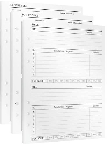 KOMPASS® Zielsetzung | 7 DIN-A5-Einlagen für Ringbuchplaner | Langfristige Ziele erreichen | Kalender-Einlagen Jahresplaner 2025 für Terminplaner & Ringbuch To-Do-Planer Bullet Journal