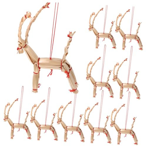 Zerodeko Weihnachtlicher Stroh Ornament 10 Stück Holzanhänger Vintage Wohnkultur Weihnachtsbaum Dekoration Zum Aufhängen Für Festliche Party Deko