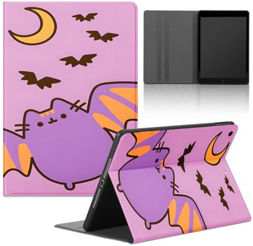 Tablet Cover per Xiaomi Pad 5 / Mi Pad 5 Pro 11 2021, Cute Cartoon Cat Pusheen Motivo Moda Design con Funzione Pelle PU Holder Flip con Ultra Sottile Regolabile Tablet Protezione Antiurto Case,Viola