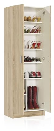 duehome | Armario Zapatero Multiusos, Armario Auxiliar, Modelo Multi Useful, Acabado en Color Roble Canadian, Medidas: 59 cm (Ancho) x 180 cm (Alto) x 37 cm (Fondo)