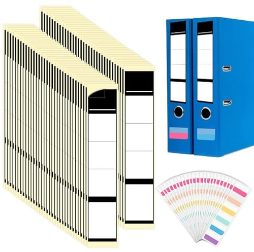 100 Stück Ordner Rückenschilder Selbstklebend,Aufkleber Ordnerrücken Breit,Schwarz Aktenordner Aufkleber,3.6×19 cm,mit 60 Stück Klebeetiketten,Passend für 5 cm Schmale Ordner