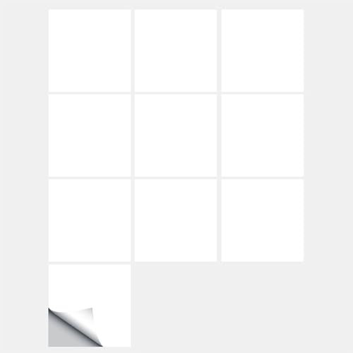 DOTBUY-SHOP Tile Stickers for Kitchen, Solid Color Bathroom Tile Wall Stickers 10 Pack Waterproof Oil-Proof PVC Self Adhesive Peel and Stick Wall Panels for Decoration Home (White,10x10cm)