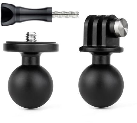 YALLSAME 1'' Ball Adapter with 1/4-20 Threaded Stud for Action Camera, Ball Mount Adapter for GoPro/Insta360/DJI OSMO/AKASO with Thumb Screw, Fit for RAM Ball Head Mounts B Size Double Socket Arm